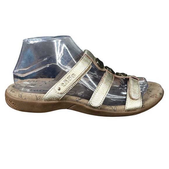 Taos Shoes - Taos Women’s Prize 4 Gold Leather Slip On Slide Sandal Size US 8